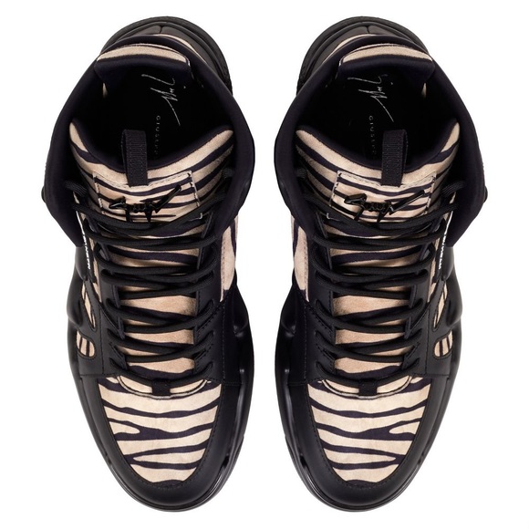 giuseppe zanotti BNIB zebra suede hightop sneakers - Picture 3 of 7